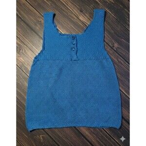 Cropped Knit Tank Top, Women's Small, Blue,Pullover,Cottagecore,Babydoll